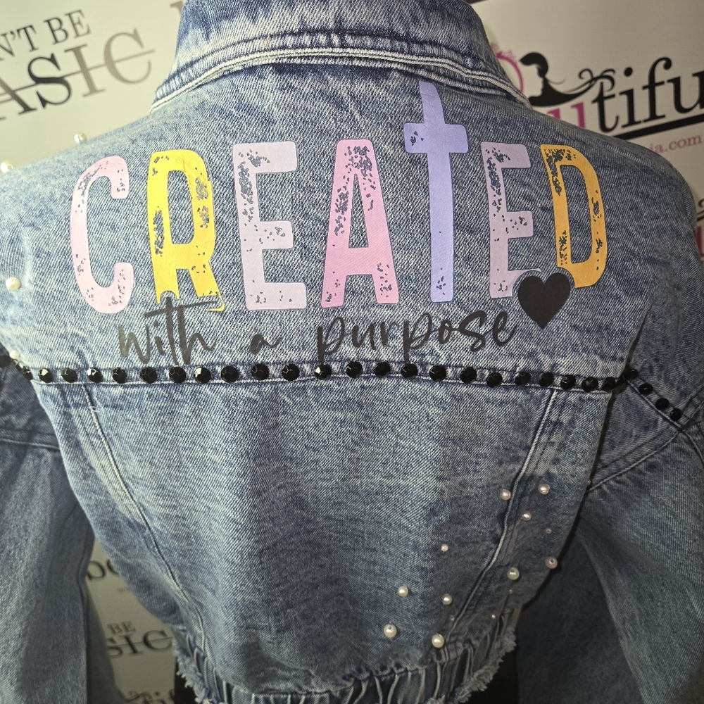Get ready to turn heads in this exclusive custom denim jacket!